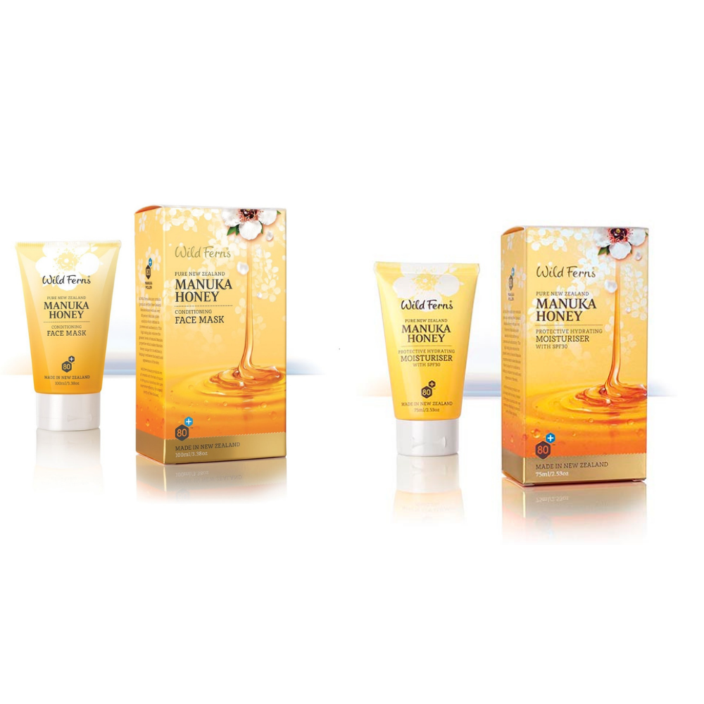 Wild Ferns Manuka Honey Facial Moisturiser 75ml SPF30 & Wild Ferns Manuka Honey Conditioning Face Mask 100ml